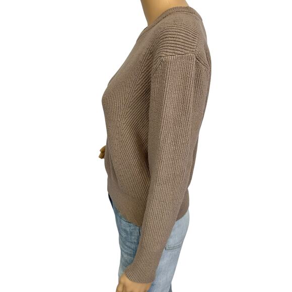 2/$30 Elodie Boxy Dolman Cropped Sweater Taupe Tan Long Sleeve Ribbed Size XS - Picture 6 of 12